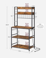 Home Rustic Brown Baker's Rack with Charging Station Q3X4 - product image 8