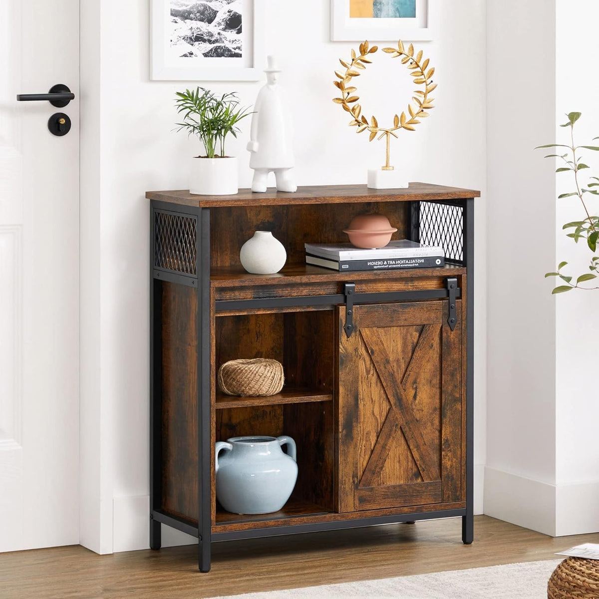 Home Rustic Brown Cabinet with Sliding Door L6H3 - product image 6