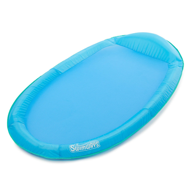 Inflatable Spring Float Pool Lounger, 66 x 40-in, Blue U1K3