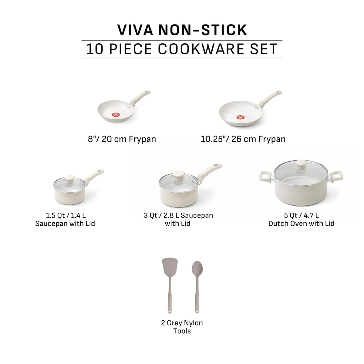 Beige 10-Piece Non-Stick Set, Beige D4E6 - product image 7
