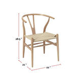 Me Home Wishbone Wood Dining Chair with Woven Seat, Natural Q0Y7 - product image 3