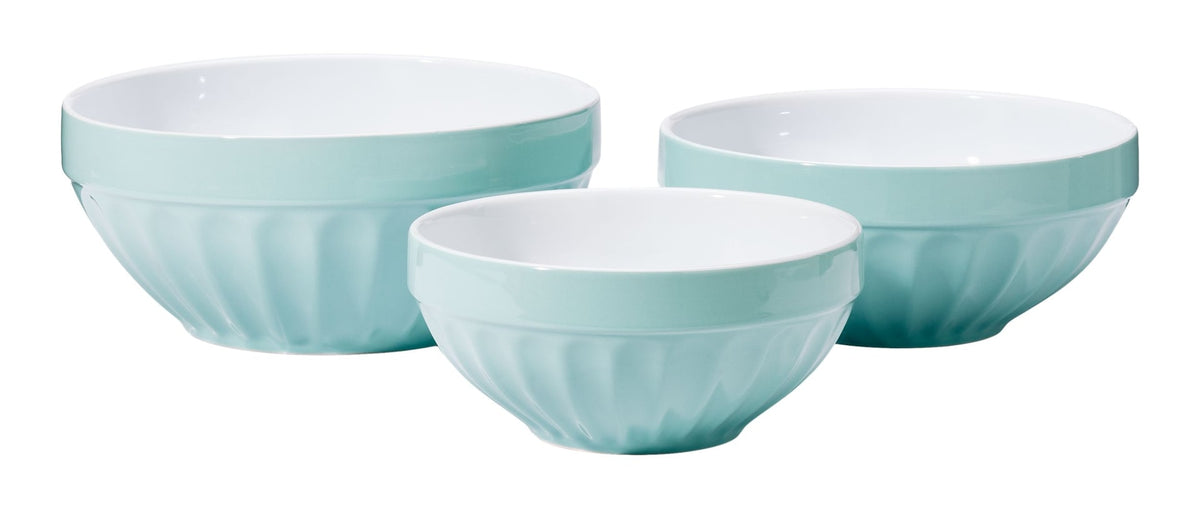 White/Blue Ceramic Mixing Bowl Set, 3-pc P5Z3 - product image 1