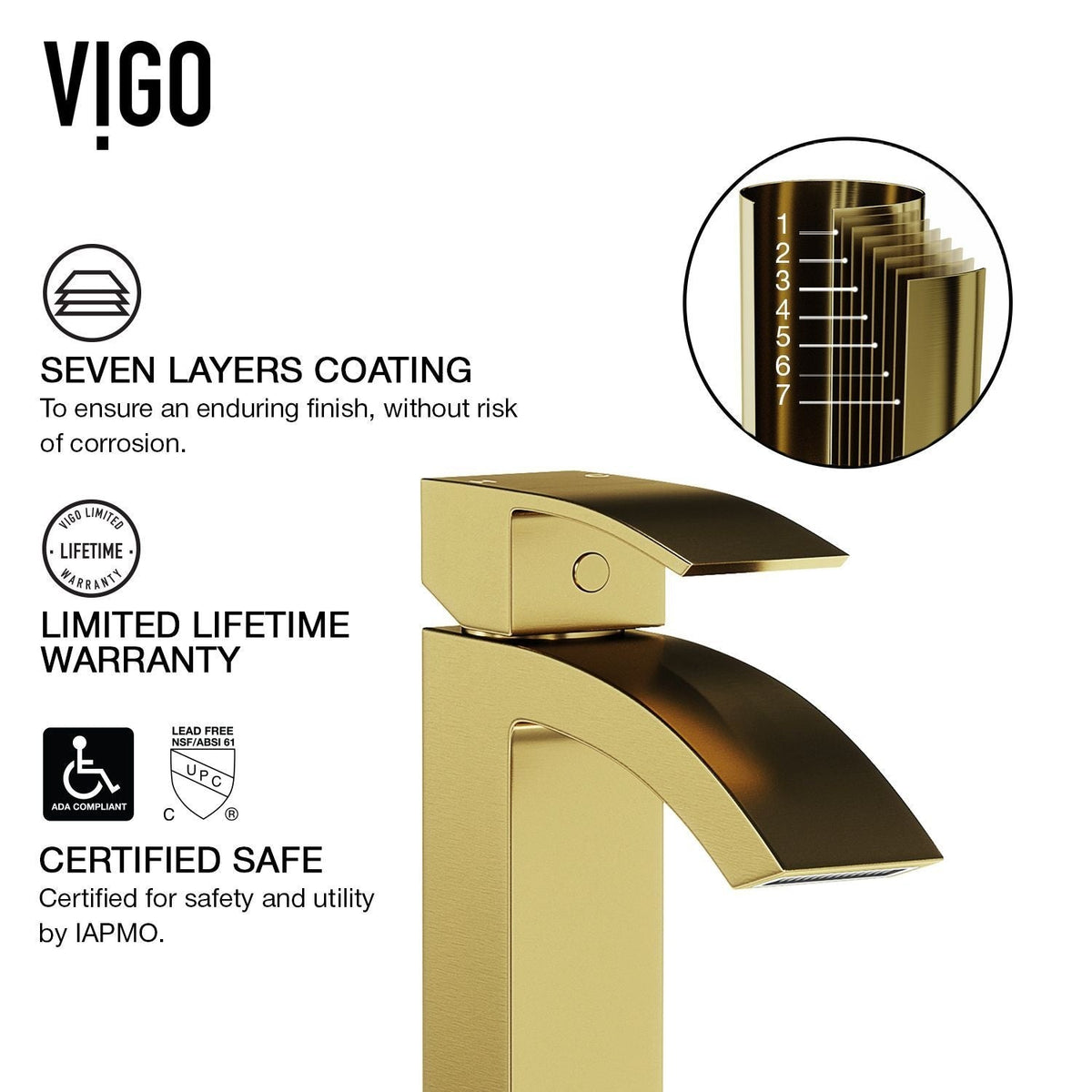 Magnolia MatteStone White Bathroom Sink/Basin Set with Matte Gold Duris Faucet and Rectangular Composite Vessel B3A3 - product image 3