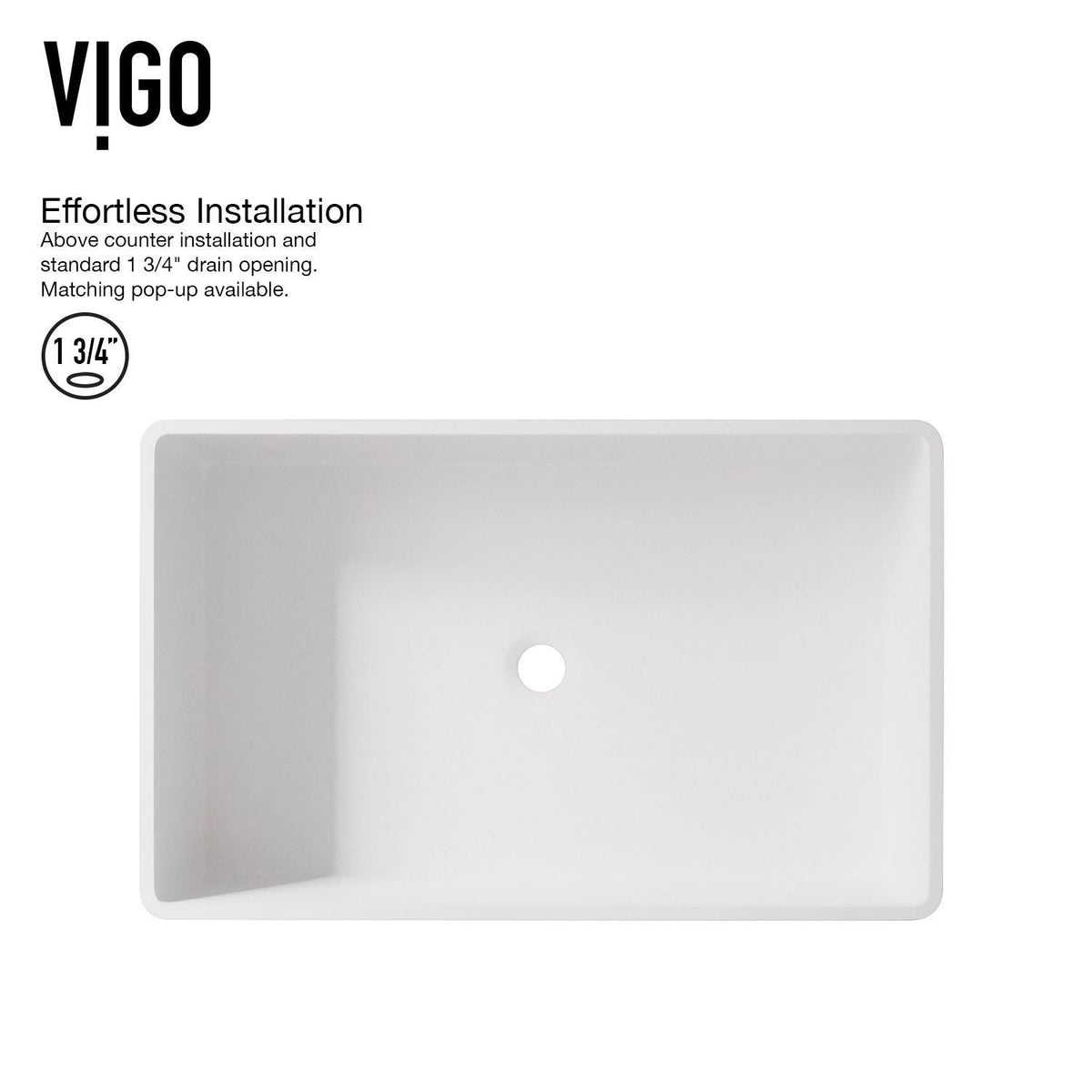 Magnolia MatteStone White Bathroom Sink/Basin Set with Matte Gold Duris Faucet and Rectangular Composite Vessel B3A3 - product image 4