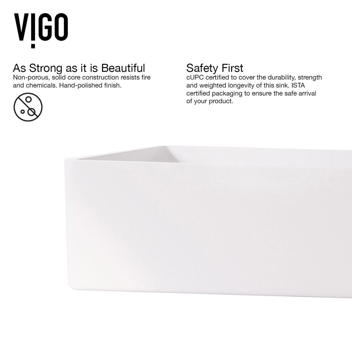 Magnolia MatteStone White Bathroom Sink/Basin Set with Matte Gold Duris Faucet and Rectangular Composite Vessel B3A3 - product image 5