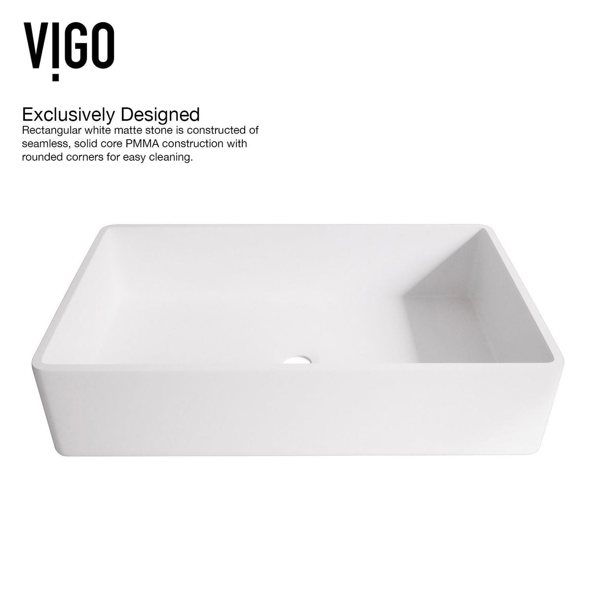 Magnolia MatteStone White Bathroom Sink/Basin Set with Matte Gold Duris Faucet and Rectangular Composite Vessel B3A3 - product image 8