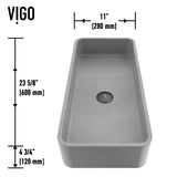 Palazzo Gothic ConcretoStone 24x11-in Deep Grey Bathroom Sink/Basin with Rectangular Vessel A8C3 - product image 4