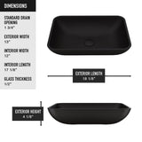 Sottile MatteShell Rectangular Vessel Bathroom Sink/Basin with Deep Bowl, Black H8F9 - product image 7