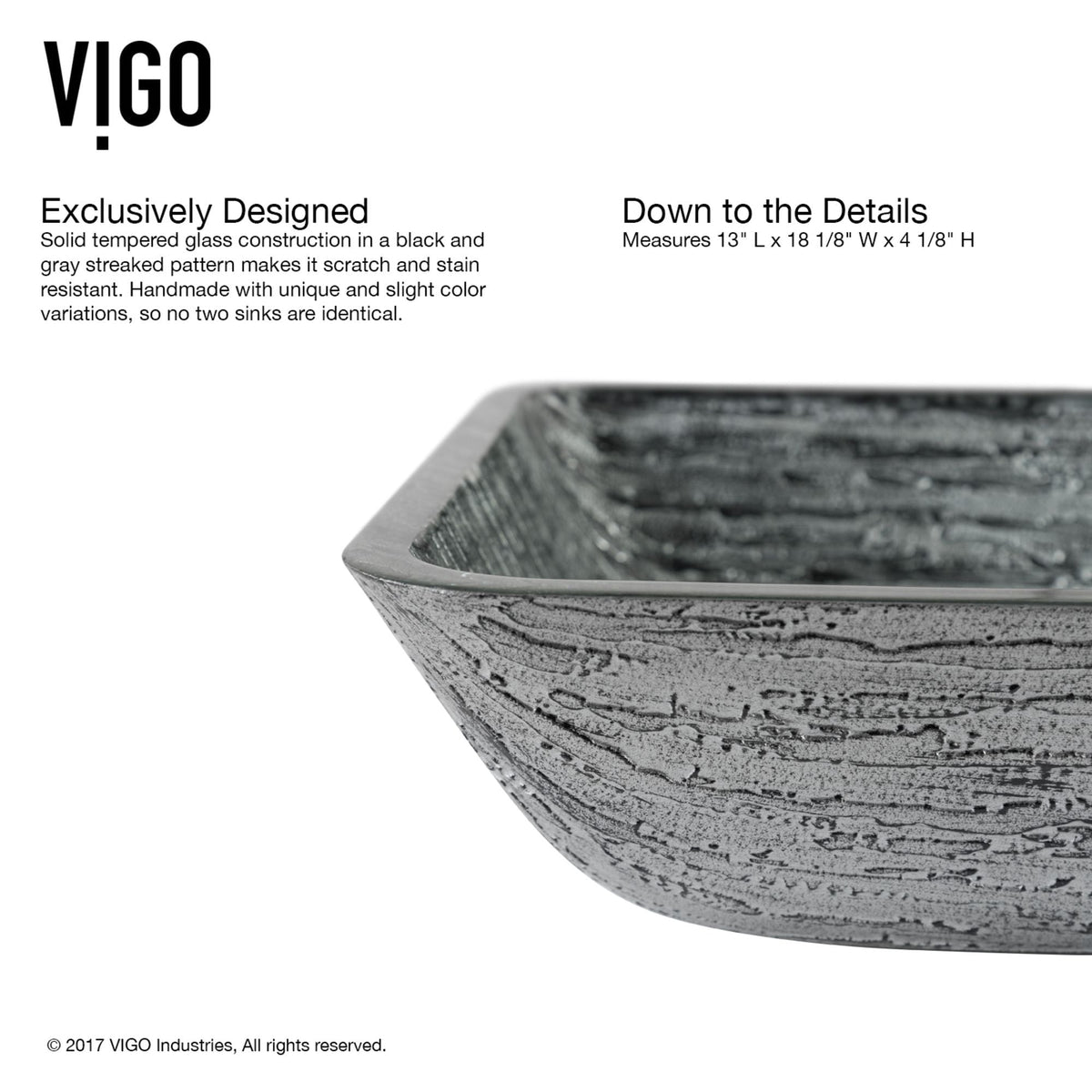 Titanium Glass Slate Grey Bathroom Sink/Basin Set with Niko Faucet and Rectangular Vessel E7B8 - product image 4