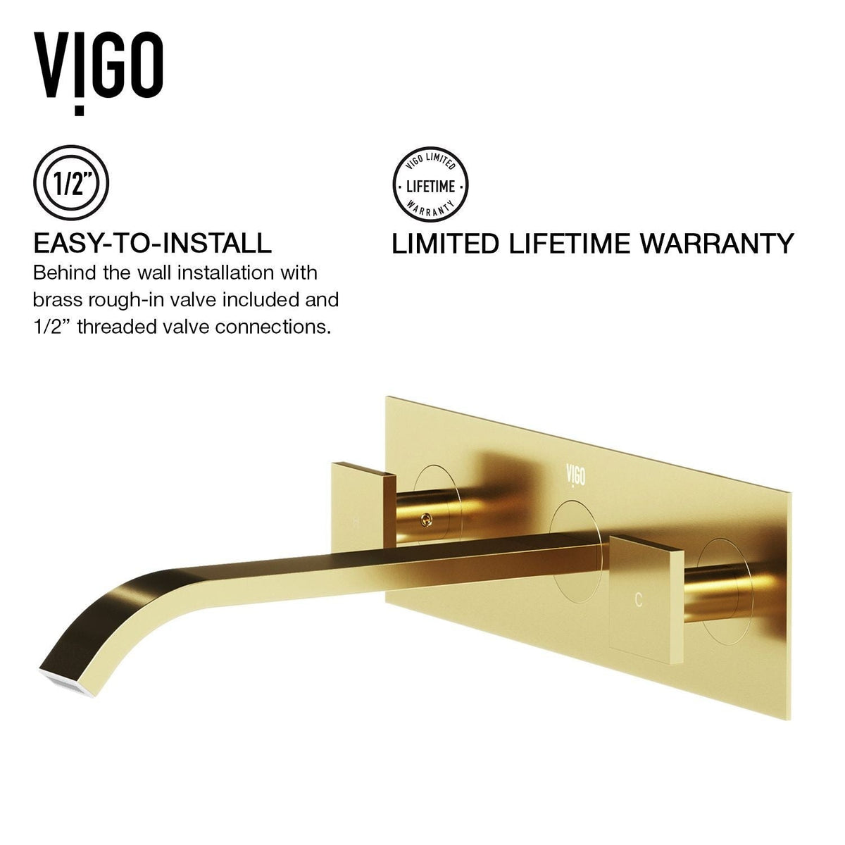 Titus Wall Mount Dual Handle Bathroom Sink Faucet, Eco-Friendly 1.2 GPM Flow Rate, Matte Brushed Gold M2F5 - product image 4