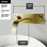 Titus Wall Mount Dual Handle Bathroom Sink Faucet, Eco-Friendly 1.2 GPM Flow Rate, Matte Brushed Gold M2F5 - product image 5