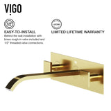 Titus Wall Mount Dual Handle Bathroom Sink Faucet, Eco-Friendly 1.2 GPM Flow Rate, Matte Brushed Gold M2F5 - product image 8