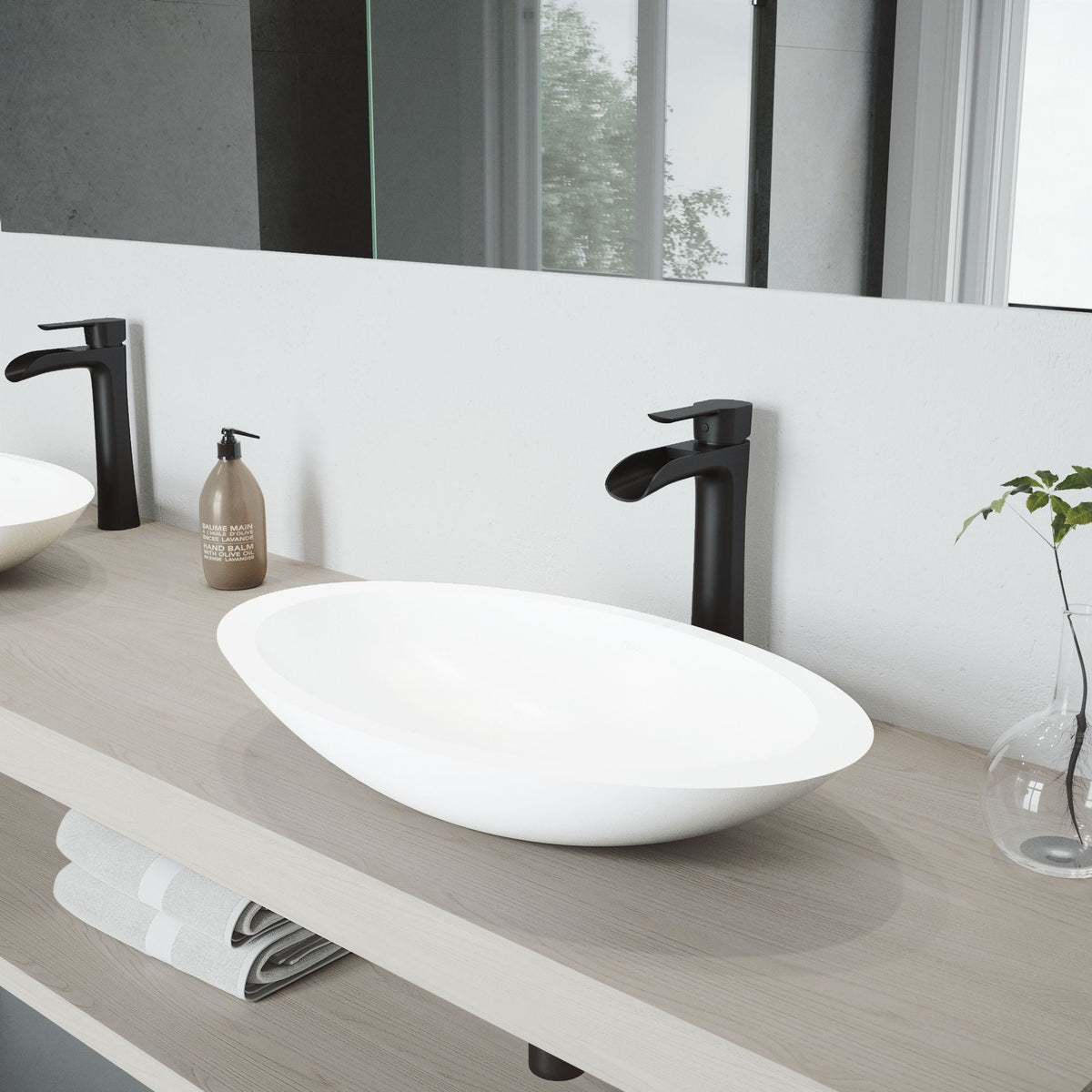 Wisteria MatteStone White Bathroom Sink/Basin Set with Niko Faucet and Oval Composite Vessel H6C4 - product image 3