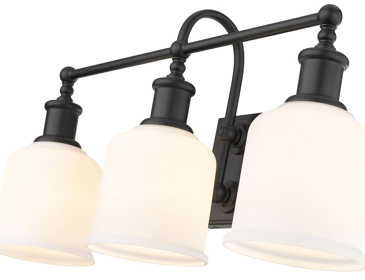 Bryant 3-Light Vanity Light, Black with Opal Shade K6Y5 - product image 5